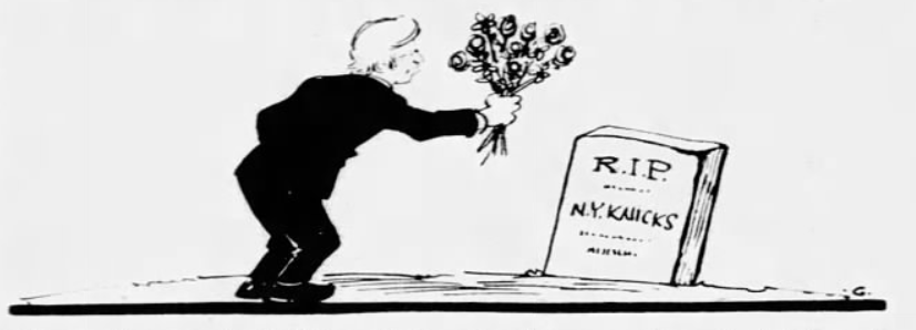 Sans Willis Reed, on ne donne pas cher de la peau des Knicks comme le montre ce dessin d'un homme apportant des fleurs sur la tombe de la franchise new-yorkaise. 